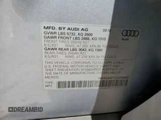 2018 Audi SQ5 Prestige with VIN WA1C4AFY2J2246083, listed as a Copart auction lot 70854644 with 97,186 mi miles and Salvage Title. Bid and sale history available at DreamBid. Image 13.