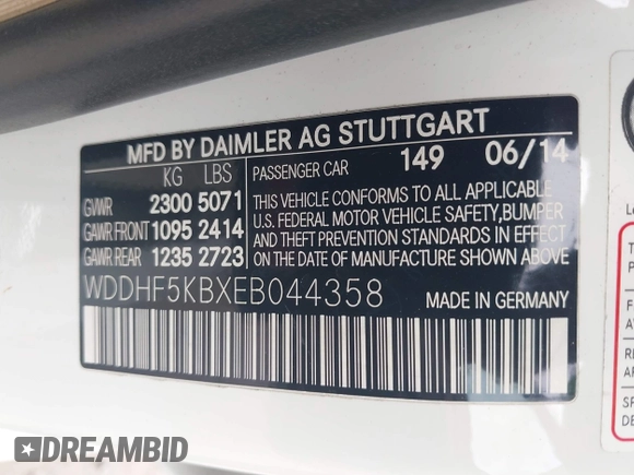2014 Mercedes-Benz E 350 Sport with VIN WDDHF5KBXEB044358, listed as a IAAI auction lot 42048899 with 115,971 mi miles and . Bid and sale history available at DreamBid. Image 9.