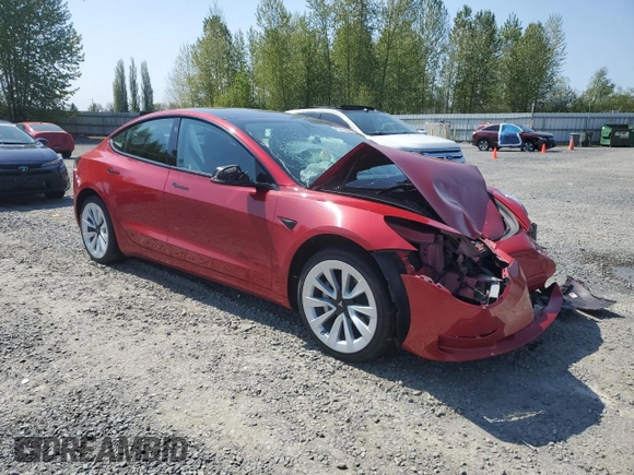 2022 Tesla Model 3 with VIN 5YJ3E1EA7NF369811, listed as a Copart auction lot 54386705 with 80,478 mi miles and Salvage Title. Bid and sale history available at DreamBid. Image 4.