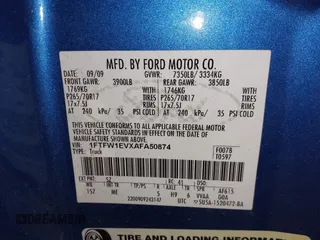 2010 Ford F-150 XL с VIN 1FTFW1EVXAFA50874, выставлен на аукционе IAAI как лот 41959869 с пробегом 186 623 миль миль и . История ставок и продаж доступна на DreamBid. Изображение 9.