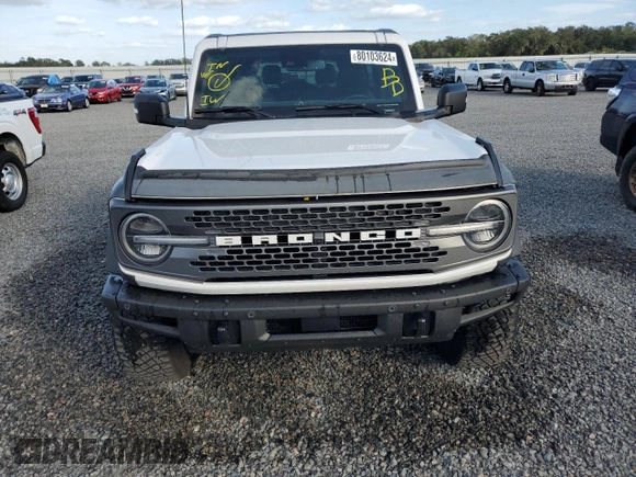 2023 Ford Bronco with VIN 1FMDE5CH4PLB68214, listed as a Copart auction lot 80103624 with 15,189 mi miles and Salvage Title. Bid and sale history available at carsss.com. Image 5.