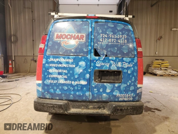 2019 Chevrolet Express Cargo with VIN 1GCWGAFP1K1170896, listed as a Copart auction lot 46810785 with Not provided miles and Salvage title. Bid and sale history available at DreamBid. Image 6.