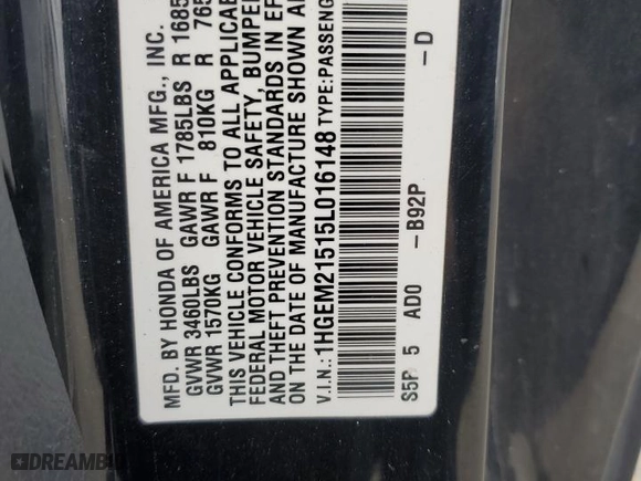 2005 Honda Civic LX with VIN 1HGEM21515L016148, listed as a Copart auction lot 52647115 with 233,014 mi miles and Salvage Title. Bid and sale history available at carsss.com. Image 12.