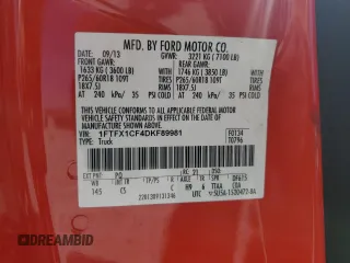2013 Ford F-150 XL with VIN 1FTFX1CF4DKF89981, listed as a Copart auction lot 49700395 with 127,034 mi miles and Salvage Title. Bid and sale history available at carsss.com. Image 12.