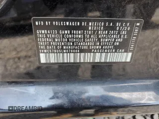 2020 Volkswagen Jetta S with VIN 3VWC57BU5LM078666, listed as a Copart auction lot 59536055 with 95,351 mi miles and Salvage title. Bid and sale history available at DreamBid. Image 12.