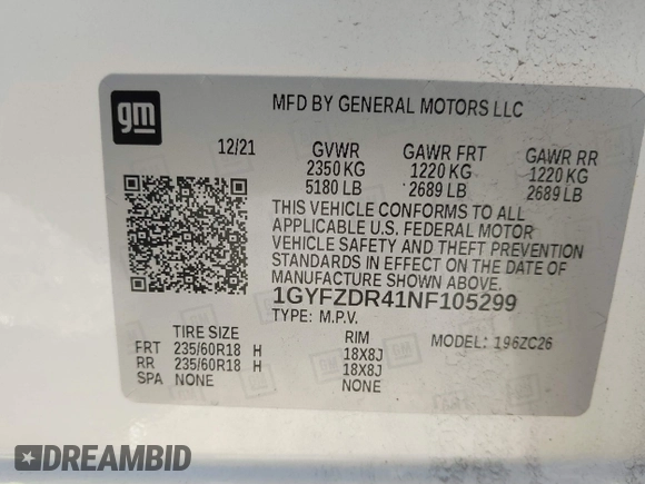 2022 Cadillac XT4 AWD Premium Luxury with VIN 1GYFZDR41NF105299, listed as a IAAI auction lot 41257154 with 34,904 mi miles and . Bid and sale history available at carsss.com. Image 9.