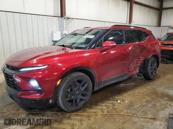 2023 Chevrolet Blazer RS z VIN 3GNKBKRS9PS196873, wystawiony jako Copart lot #63096515 z przebiegiem 37 142 mil mil oraz Szkoda całkowita • Salvage title. Historia ofert i sprzedaży dostępna na DreamBid. Obrazek 1.