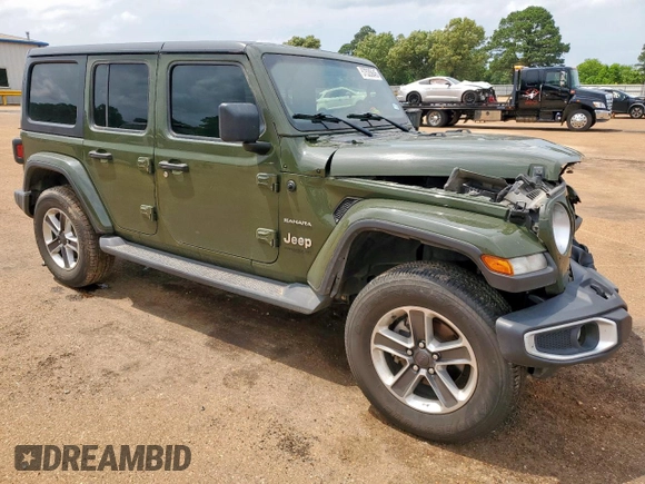 2021 Jeep Wrangler Unlimited Sahara with VIN 1C4HJXEN5MW591989, listed as a Copart auction lot 57535645 with 80,923 mi miles and Salvage title. Bid and sale history available at DreamBid. Image 4.