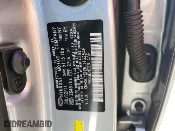 2012 Hyundai Genesis 5.0L with VIN KMHGC4DH3CU162548, listed as a Copart auction lot 83465724 with 121,836 mi miles and Salvage Title. Bid and sale history available at carsss.com. Image 13.