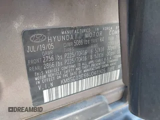 2006 Hyundai Santa Fe GLS with VIN KM8SC13E66U048905, listed as a IAAI auction lot 42053514 with 217,658 mi miles. Bid and sale history available at carsss.com. Image 9.