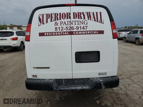 2022 Chevrolet Express Cargo z VIN 1GCWGAFP4N1280376, wystawiony jako Copart lot #54687655 z przebiegiem 63 251 mil mil oraz Szkoda całkowita • Salvage title. Historia ofert i sprzedaży dostępna na DreamBid. Obrazek 6.