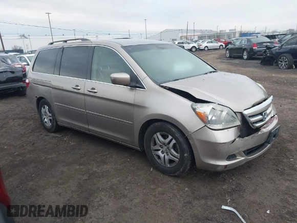 2005 Honda Odyssey EX with VIN 5FNRL38455B115547, listed as a IAAI auction lot 41911371 with 184,150 mi miles. Bid and sale history available at carsss.com. Image 1.