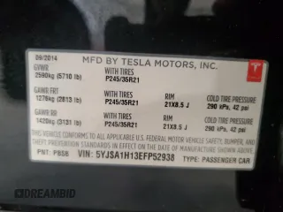 2014 Tesla Model S 60 z VIN 5YJSA1H13EFP52938, wystawiony jako Copart lot #56050055 z przebiegiem 125 376 mil mil oraz Czysty tytuł • Clean title. Historia ofert i sprzedaży dostępna na DreamBid. Obrazek 12.