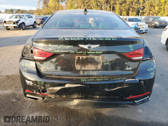2017 Genesis G80 3.8L with VIN KMHGN4JE5HU180447, listed as a Copart auction lot 79687954 with 70,495 mi miles and Salvage Title. Bid and sale history available at DreamBid. Image 6.