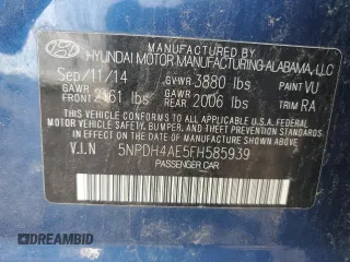 2015 Hyundai Elantra SE z VIN 5NPDH4AE5FH585939, wystawiony jako Copart lot #53569145 z przebiegiem 149 712 mil mil oraz Szkoda całkowita • Salvage title. Historia ofert i sprzedaży dostępna na DreamBid. Obrazek 12.