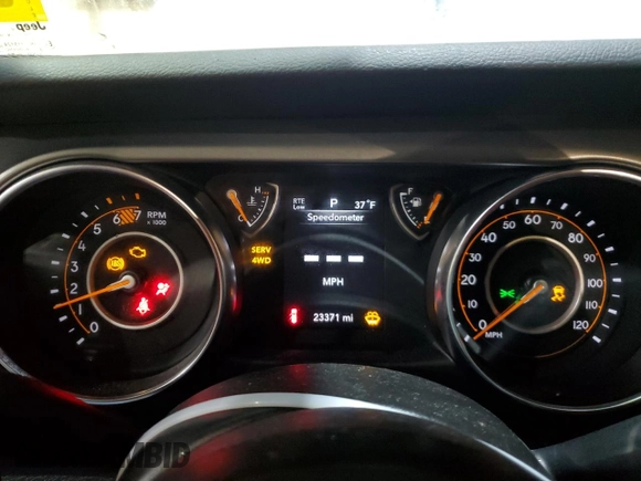 2023 Jeep Wrangler Sport with VIN 1C4HJXDN8PW639488, listed as a Copart auction lot 44931555 with 23,371 mi miles and Salvage Title. Bid and sale history available at DreamBid. Image 9.