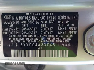 2019 Kia Sorento L with VIN 5XYPG4A3XKG511934, listed as a IAAI auction lot 41784749 with 93,209 mi miles. Bid and sale history available at carsss.com. Image 9.