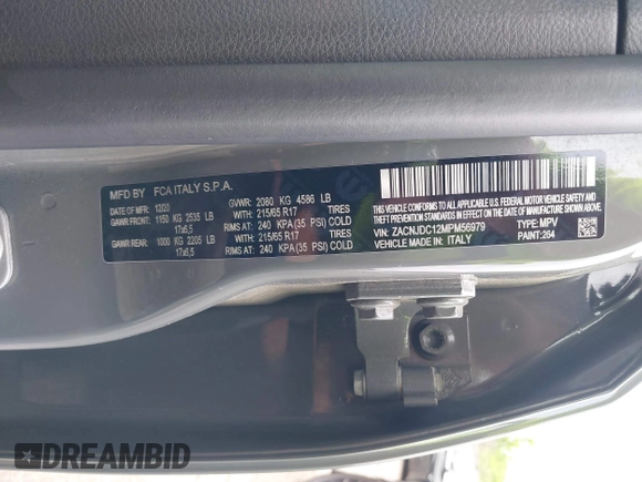 2021 Jeep Renegade Trailhawk with VIN ZACNJDC12MPM56979, listed as a IAAI auction lot 42438891 with 66,926 mi miles and . Bid and sale history available at DreamBid. Image 9.