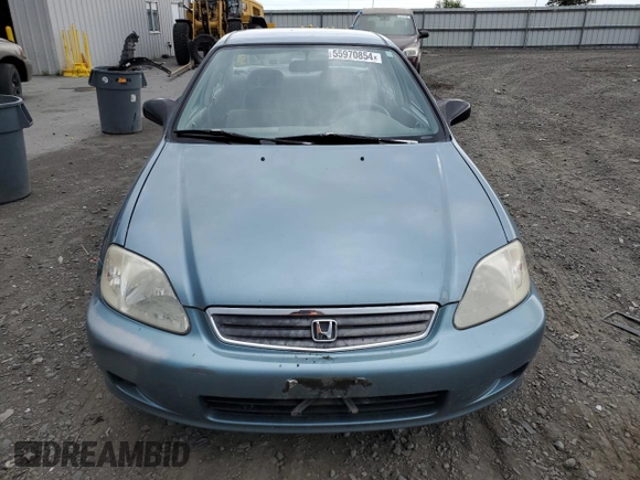 1999 Honda Civic LX with VIN 1HGEJ6577XL039447, listed as a Copart auction lot 55970854 with 100,776 mi miles and Salvage Title. Bid and sale history available at carsss.com. Image 5.