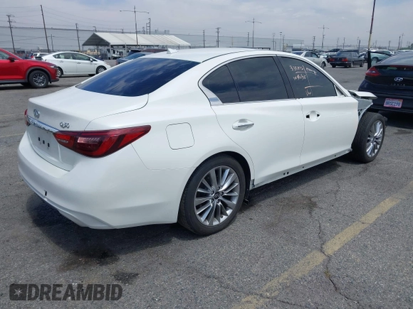 2020 Infiniti Q50 Luxe with VIN JN1EV7AP0LM203773, listed as a IAAI auction lot 42028051 with 46,389 mi miles and . Bid and sale history available at DreamBid. Image 4.