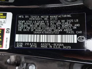 2024 Lexus ES 300h with VIN 58ABA1C1XRU037552, listed as a IAAI auction lot 41740338 with 21,655 mi miles and . Bid and sale history available at DreamBid. Image 9.