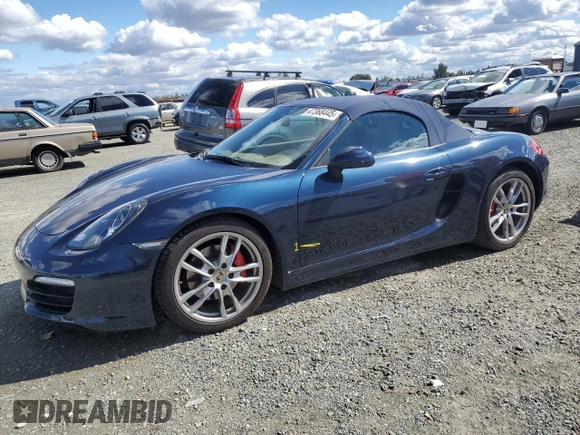 2013 Porsche Boxster S with VIN WP0CB2A87DS132884, listed as a Copart auction lot 47368445 with 96,404 mi miles and Salvage Title. Bid and sale history available at carsss.com. Image 1.