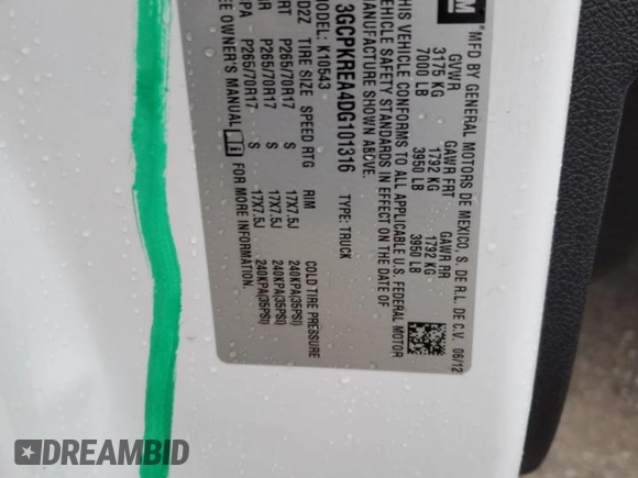 2013 Chevrolet Silverado 1500 LS with VIN 3GCPKREA4DG101316, listed as a Copart auction lot 80741414 with 133,136 mi miles and Salvage Title. Bid and sale history available at DreamBid. Image 12.