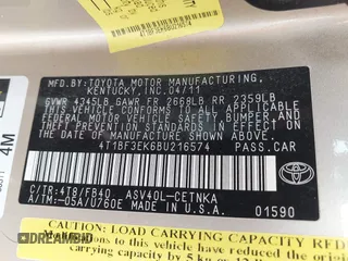 2011 Toyota Camry LE with VIN 4T1BF3EK6BU216574, listed as a IAAI auction lot 41922102 with 127,298 mi miles and . Bid and sale history available at carsss.com. Image 9.