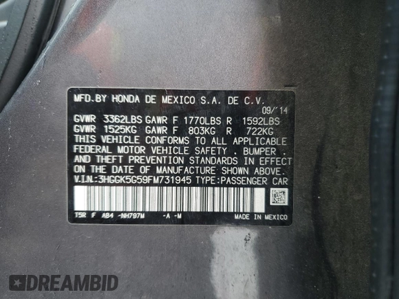 2015 Honda Fit LX с VIN 3HGGK5G59FM731945, выставлен на аукционе Copart как лот 61272285 с пробегом 126 060 миль миль и Списание • Salvage title. История ставок и продаж доступна на DreamBid. Изображение 13.