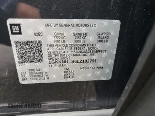 2020 GMC Acadia SLT with VIN 1GKKNULS6LZ182791, listed as a Copart auction lot 50837805 with 36,972 mi miles and Salvage Title. Bid and sale history available at DreamBid. Image 14.