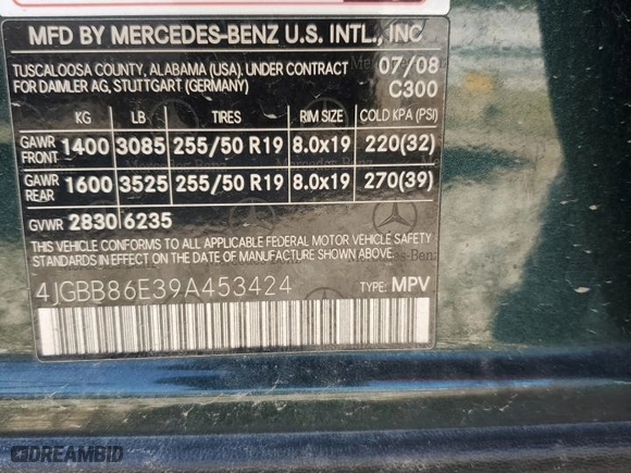 2009 Mercedes-Benz M-Class 3.5L with VIN 4JGBB86E39A453424, listed as a Copart auction lot 47192495 with 216,526 mi miles and Clean Title. Bid and sale history available at carsss.com. Image 13.