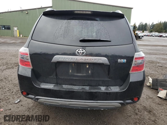 2010 Toyota Highlander Hybrid with VIN JTEBW3EH1A2047305, listed as a Copart auction lot 89003245 with 0 mi miles and Salvage Title. Bid and sale history available at carsss.com. Image 6.