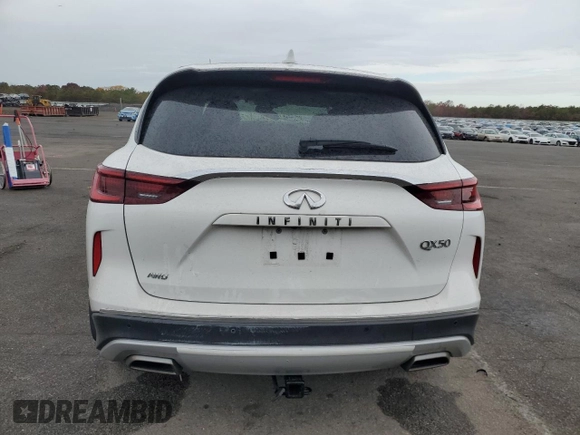 2022 Infiniti QX50 Pure with VIN 3PCAJ5AB6NF113250, listed as a Copart auction lot 78262374 with 31,554 mi miles and Salvage title. Bid and sale history available at DreamBid. Image 6.