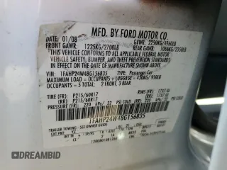 2008 Ford Taurus SEL with VIN 1FAHP24W48G156835, listed as a Copart auction lot 47218695 with 206,047 mi miles and Salvage Title. Bid and sale history available at carsss.com. Image 12.