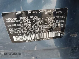 2020 Subaru Forester Touring with VIN JF2SKAXCXLH433924, listed as a IAAI auction lot 40693779 with 36,870 mi miles. Bid and sale history available at carsss.com. Image 9.