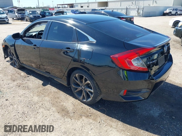 2019 Honda Civic Sedan Sport with VIN 19XFC2F80KE049879, listed as a IAAI auction lot 41652399 with 75,462 mi miles. Bid and sale history available at carsss.com. Image 3.
