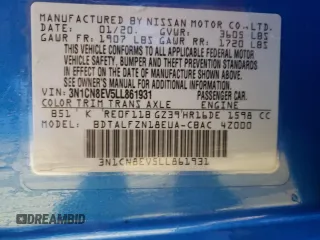 2020 Nissan Versa SV z VIN 3N1CN8EV5LL861931, wystawiony jako Copart lot #88696765 z przebiegiem 128 801 mil mil oraz Czysty tytuł • Clean title. Historia ofert i sprzedaży dostępna na DreamBid. Obrazek 12.