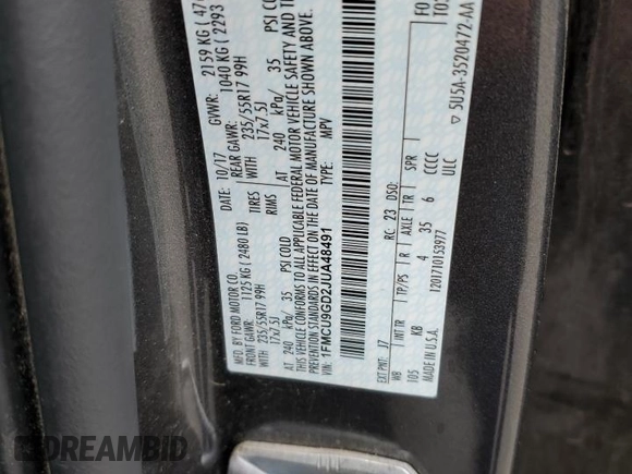 2018 Ford Escape SE with VIN 1FMCU9GD2JUA48491, listed as a Copart auction lot 51832565 with 207,422 mi miles and Salvage Title. Bid and sale history available at carsss.com. Image 14.