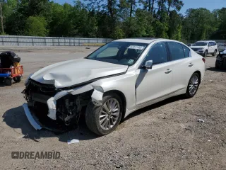 2021 Infiniti Q50 Luxe z VIN JN1EV7BR3MM752790, wystawiony jako Copart lot #52311105 z przebiegiem 27 233 mil mil oraz Szkoda całkowita • Salvage title. Historia ofert i sprzedaży dostępna na DreamBid. Obrazek 1.