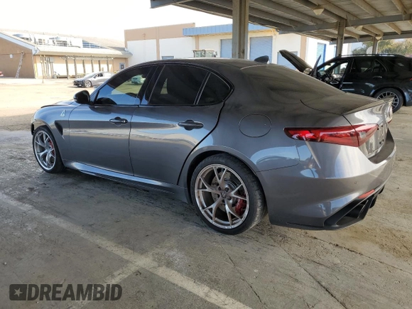 2021 Alfa Romeo Giulia Quadrifoglio with VIN ZARFAMEV5M7646074, listed as a Copart auction lot 46932545 with 21,797 mi miles and Salvage title. Bid and sale history available at DreamBid. Image 2.