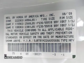 2010 Acura RDX with VIN 5J8TB1H22AA000484, listed as a IAAI auction lot 41601876 with 148,109 mi miles. Bid and sale history available at carsss.com. Image 9.