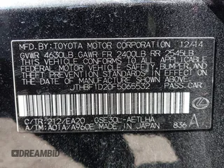 2015 Lexus IS 250 with VIN JTHBF1D20F5065532, listed as a IAAI auction lot 41708326 with 121,920 mi miles. Bid and sale history available at carsss.com. Image 9.
