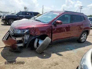 2020 Jeep Compass Latitude with VIN 3C4NJDBB7LT165222, listed as a Copart auction lot 59972484 with 39,971 mi miles and Salvage Title. Bid and sale history available at carsss.com. Image 1.