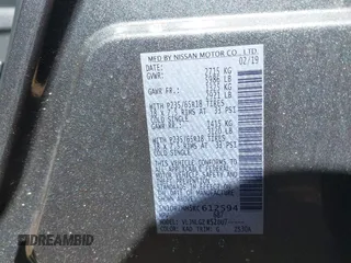 2019 Nissan Pathfinder SV z VIN 5N1DR2MM5KC612594, wystawiony jako IAAI lot #41602287 z przebiegiem 53 240 mil mil oraz . Historia ofert i sprzedaży dostępna na DreamBid. Obrazek 9.
