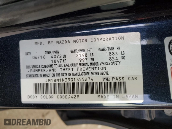 2016 Mazda 3 S Grand Touring z VIN JM1BM1N39G1355274, wystawiony jako Copart lot #44860435 z przebiegiem 151 993 mil mil oraz Szkoda całkowita • Salvage title. Historia ofert i sprzedaży dostępna na DreamBid. Obrazek 12.
