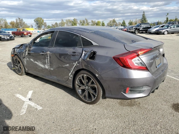 2019 Honda Civic Sedan Sport with VIN 2HGFC2F87KH502398, listed as a Copart auction lot 47649075 with 92,380 mi miles and Salvage Title. Bid and sale history available at carsss.com. Image 2.