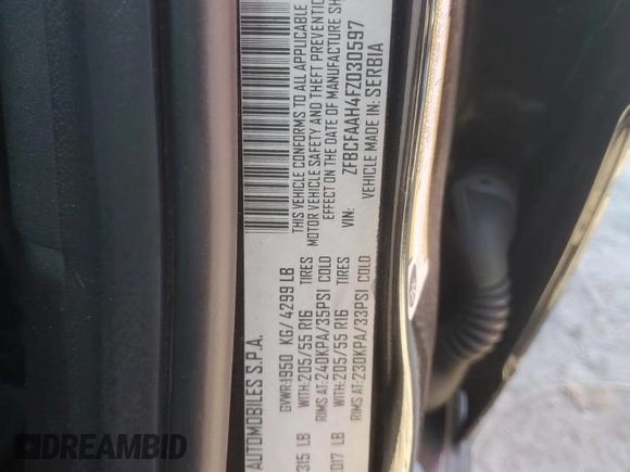 2015 FIAT 500L Pop with VIN ZFBCFAAH4FZ030597, listed as a Copart auction lot 82094644 with 65,943 mi miles and Salvage Title. Bid and sale history available at carsss.com. Image 16.