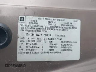 1997 Chevrolet Astro z VIN 1GNDM19W7VB232813, wystawiony jako IAAI lot #42046310 z przebiegiem Nie podano mil oraz . Historia ofert i sprzedaży dostępna na DreamBid. Obrazek 9.