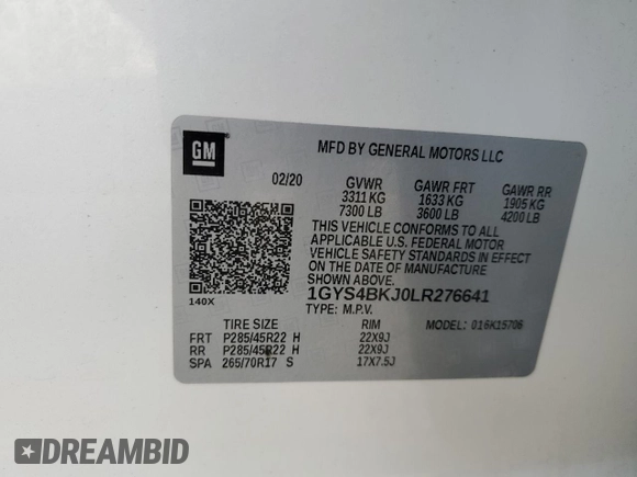 2020 Cadillac Escalade Luxury z VIN 1GYS4BKJ0LR276641, wystawiony jako Copart lot #44267515 z przebiegiem 81 101 mil mil oraz Szkoda całkowita • Salvage title. Historia ofert i sprzedaży dostępna na DreamBid. Obrazek 13.