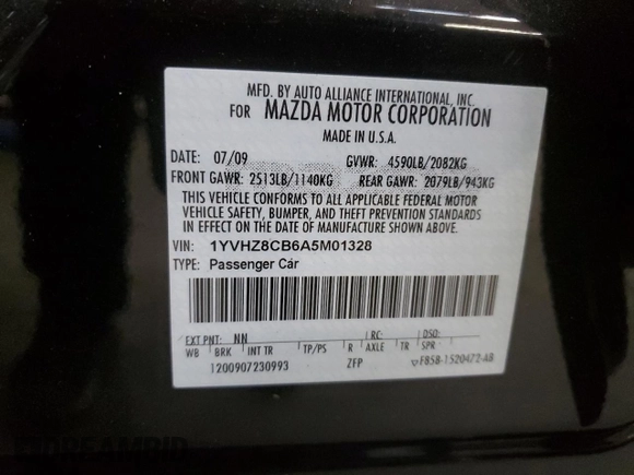 2010 Mazda 6 S Grand Touring with VIN 1YVHZ8CB6A5M01328, listed as a Copart auction lot 83246084 with 171,988 mi miles and Salvage Title. Bid and sale history available at DreamBid. Image 14.